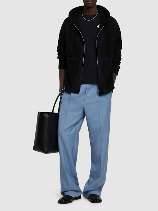 JW Anderson: Anchor zip-up hoodie - Black/Navy - men_1 | Luisa Via Roma