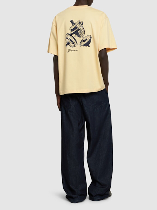 Jacquemus: Le t-shirt halteres cotton t-shirt - Beige - men_1 | Luisa Via Roma