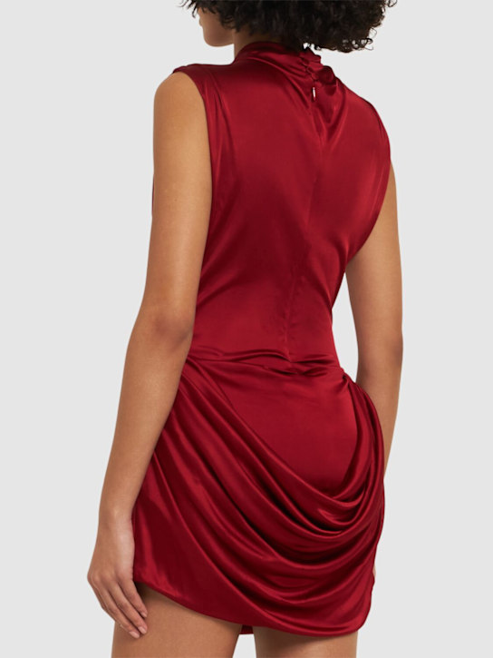 Magda Butrym: Sleeveless satin draped mini dress - Red - women_2 | Luisa Via Roma