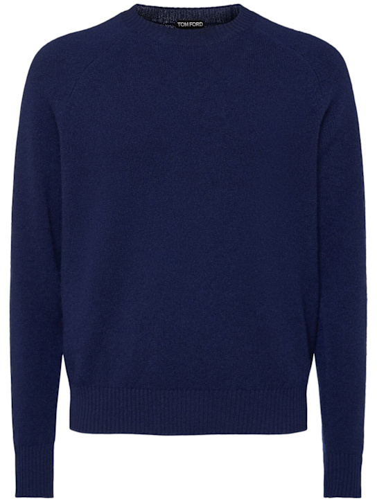 Tom Ford: Wool & cashmere crewneck sweater - Ocean Blue - men_0 | Luisa Via Roma