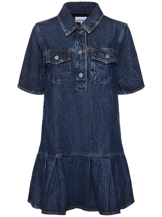 Crinkled denim mini dress - Thumbnail 1