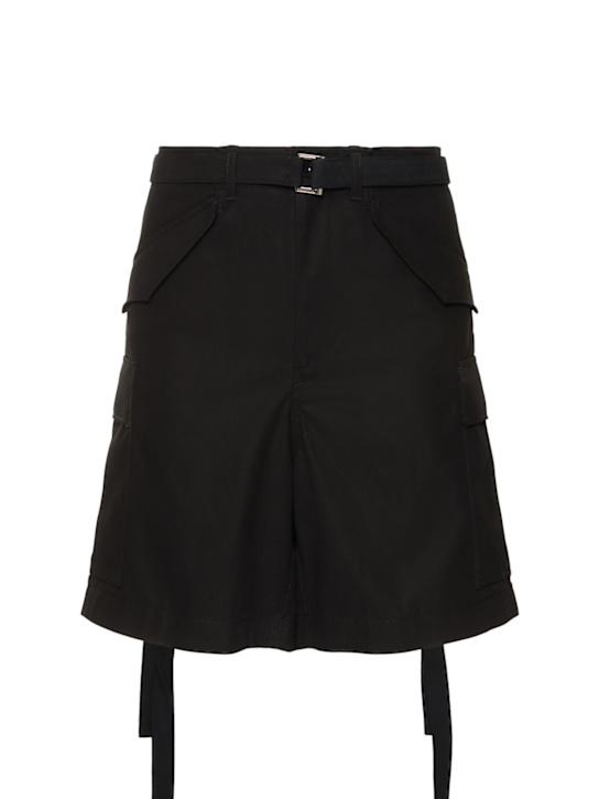 Sacai: Cotton twill shorts - Black - men_0 | Luisa Via Roma