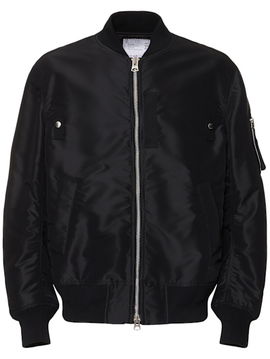 Sacai: Veste en sergé de nylon - Noir - men_0 | Luisa Via Roma