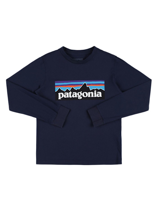 Patagonia: T-shirt in cotone organico con logo - kids-girls_0 | Luisa Via Roma