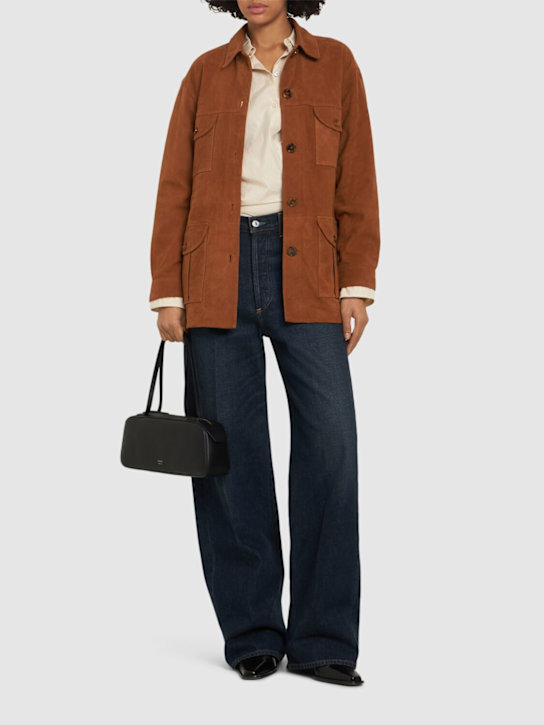 Blazé Milano: Viva belted suede long jacket - Peanut - women_1 | Luisa Via Roma