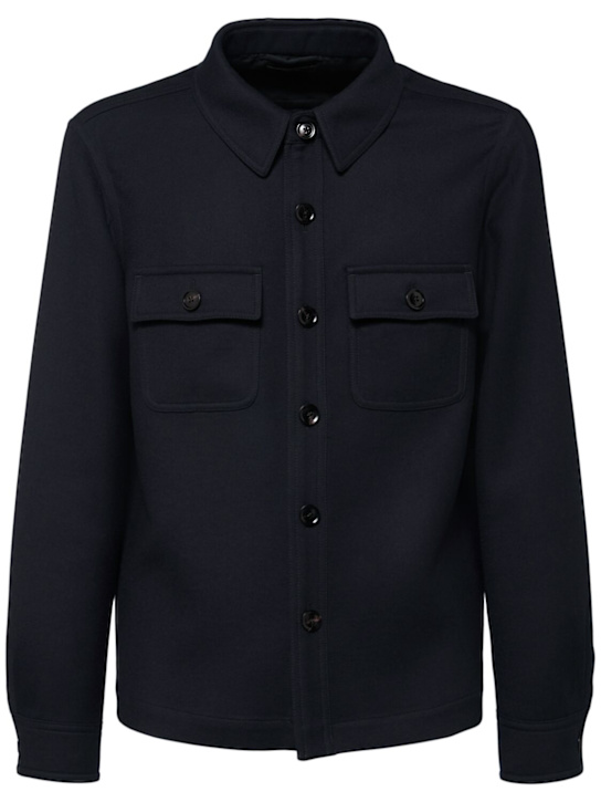 Tom Ford: 羊毛&真丝夹克 - 海军蓝 - men_0 | Luisa Via Roma