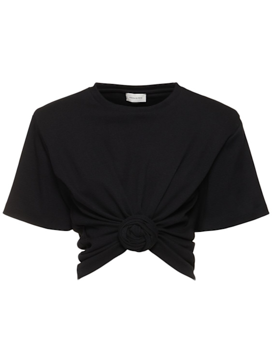 Magda Butrym: Jersey draped top w/ rose detail - women_0 | Luisa Via Roma