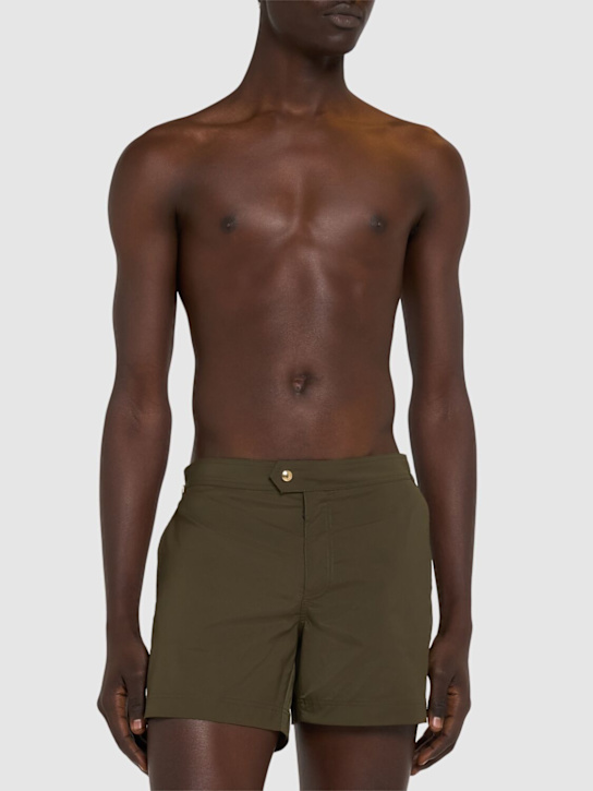 Tom Ford: Compact tech swim shorts - Military Green - men_1 | Luisa Via Roma
