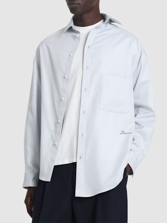 Jacquemus: La chemise cuadro cotton asymmetric - Light Grey - men_2 | Luisa Via Roma