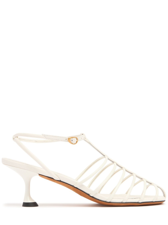 Proenza Schouler: 50mm Tee Cage leather sandals - White - women_0 | Luisa Via Roma
