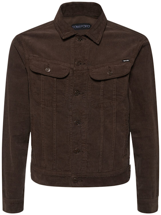 Tom Ford: Icon cotton corduroy jacket - Dark Moss - men_0 | Luisa Via Roma