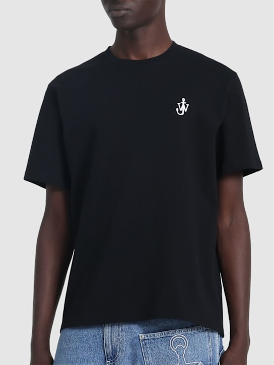 JW Anderson: Anchor embroidery t-shirt - Black - men_2 | Luisa Via Roma