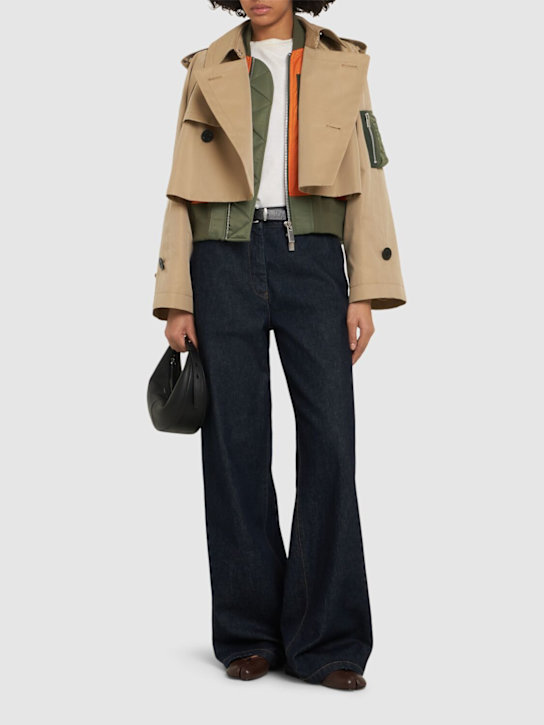 Sacai: Cotton blend gabardine & twill jacket - women_1 | Luisa Via Roma