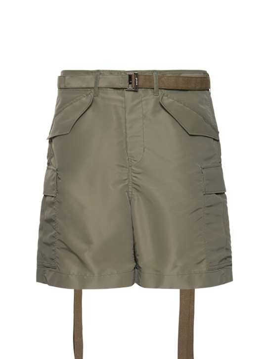 Sacai: Nylon twill shorts - Khaki - men_0 | Luisa Via Roma