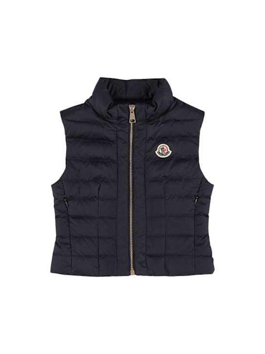 Moncler: Piumino smanicato Velma in techno - Blu Scuro - kids-girls_0 | Luisa Via Roma
