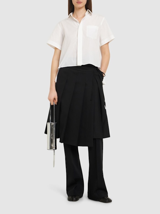 Sacai: Cotton blend poplin shirt - Off White - women_1 | Luisa Via Roma