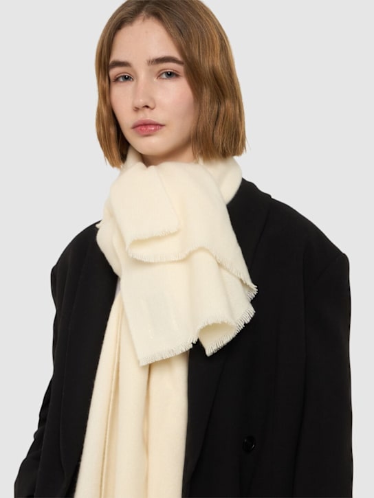 Toteme: Wide classic wool scarf - Ivory - women_1 | Luisa Via Roma