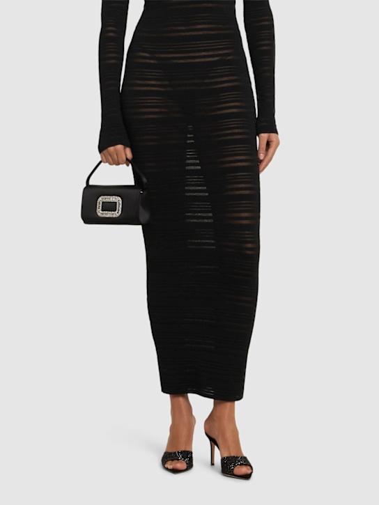 Gianvito Rossi: 85mm Rania suede & organza mules - women_1 | Luisa Via Roma