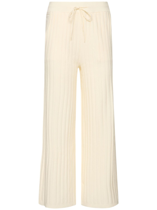 Varley: Simeon rib knit wide pants - Egret - women_0 | Luisa Via Roma