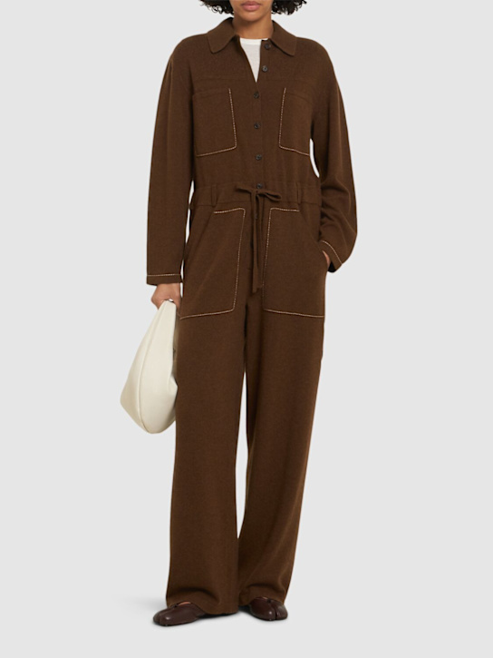 Guest In Residence: Everywear cashmere coverall jumpsuit - Brown - women_1 | Luisa Via Roma