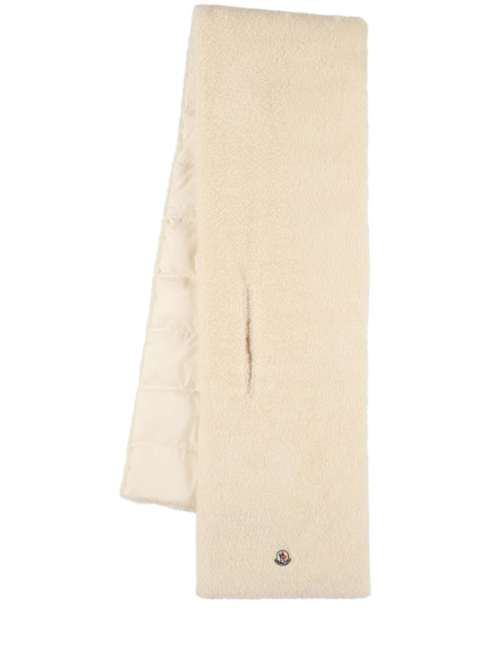 Moncler: Teddy capsule混棉羽绒围巾 - Silk White - women_0 | Luisa Via Roma
