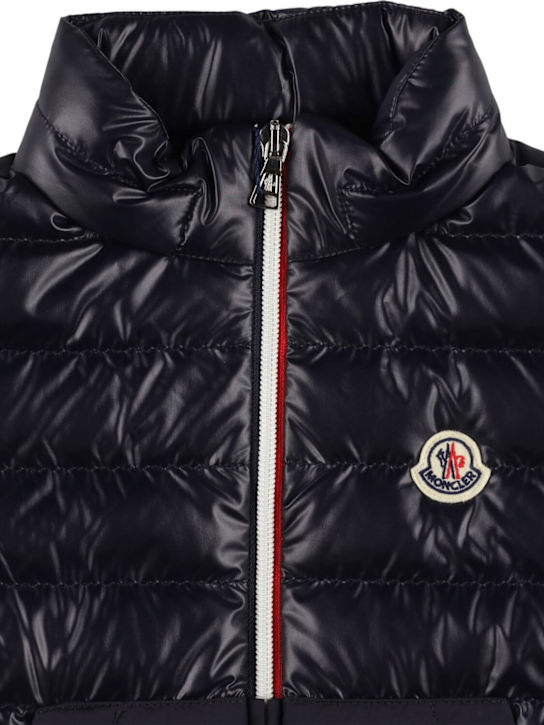 Moncler: Chaleco de plumas de techno - Azul Medianoche - kids-boys_1 | Luisa Via Roma