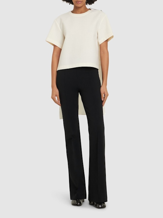 Sacai: Bonding Mix suiting t-shirt - Off White - women_1 | Luisa Via Roma
