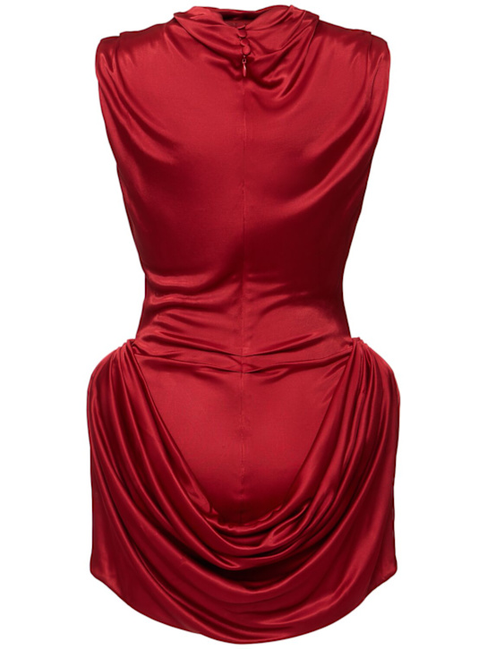 Magda Butrym: Sleeveless satin draped mini dress - Red - women_3 | Luisa Via Roma