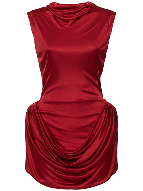 Magda Butrym: Sleeveless satin draped mini dress - Red - women_0 | Luisa Via Roma