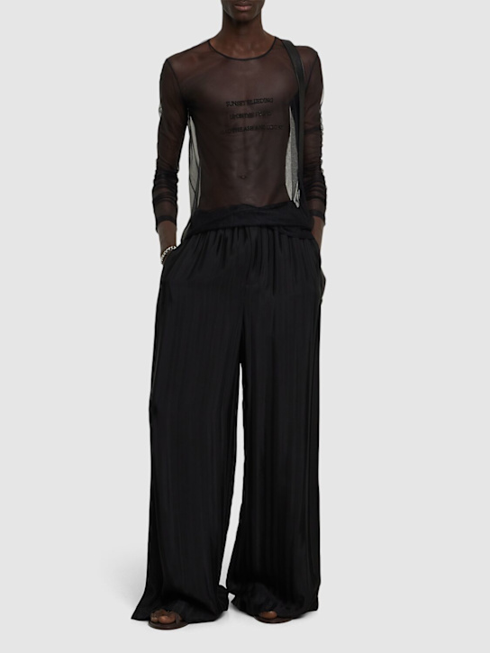 Ann Demeulemeester: Greg l/s slim fit tulle t-shirt - Black - men_1 | Luisa Via Roma