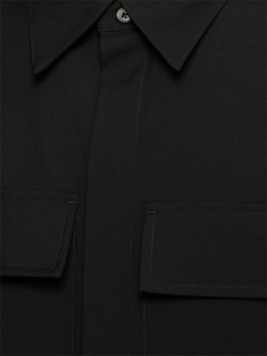 Jil Sander: Wool gabardine overshirt - Black - men_4 | Luisa Via Roma