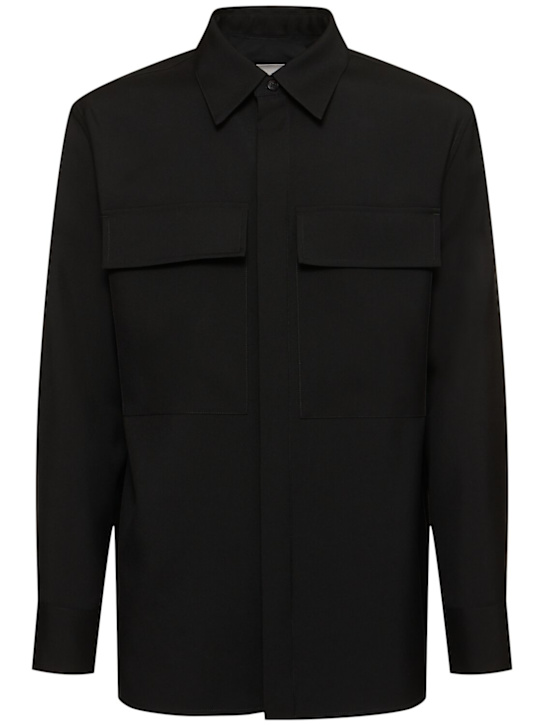 Jil Sander: Wool gabardine overshirt - Black - men_0 | Luisa Via Roma