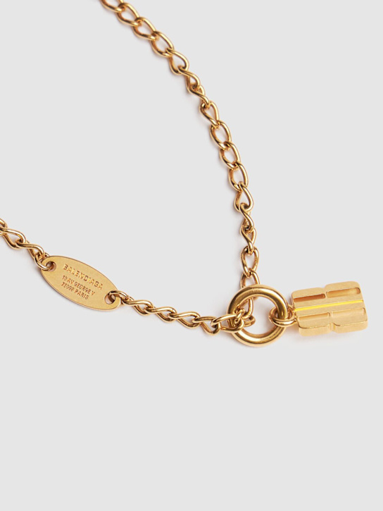 Balenciaga: Nano thin collar necklace - Gold - men_4 | Luisa Via Roma