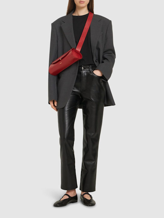 ANINE BING: Bruno straight leather blend pants - women_1 | Luisa Via Roma