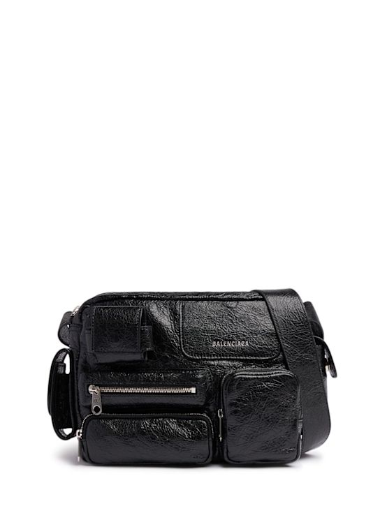 Balenciaga: Superbusy leather messenger bag - Black - men_0 | Luisa Via Roma