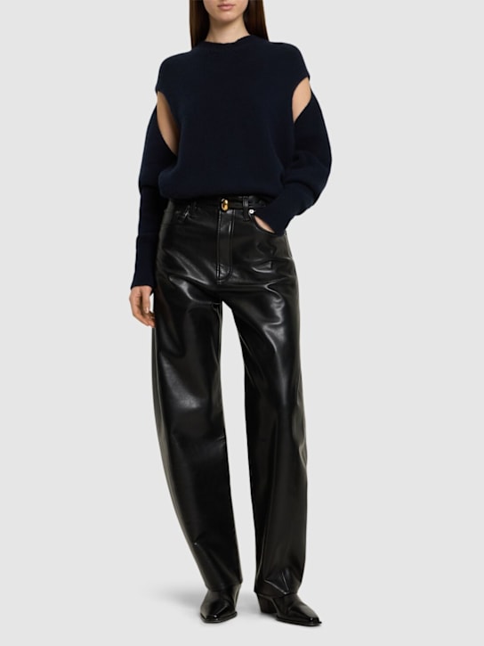 Agolde: Luna pieced leather blend detox jeans - women_1 | Luisa Via Roma