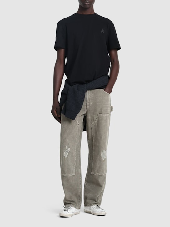Golden Goose: Small Star logo cotton t-shirt - Black - men_1 | Luisa Via Roma