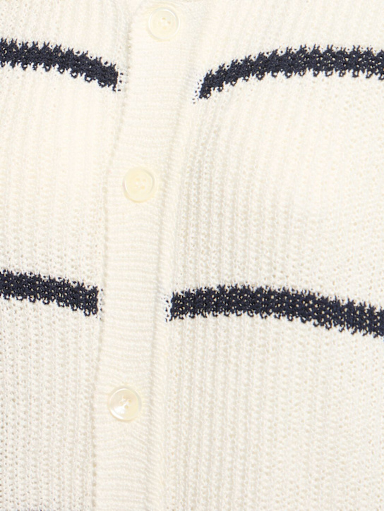 Dunst: Unisex stripe knit collared polo - White - women_4 | Luisa Via Roma