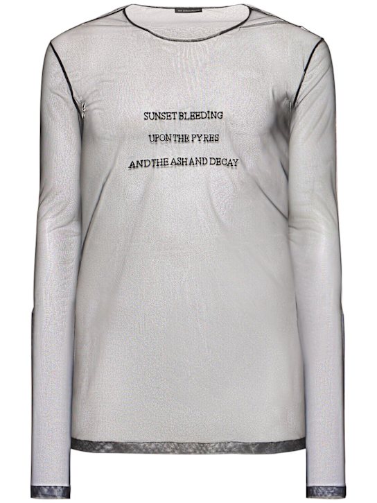 Ann Demeulemeester: Greg l/s slim fit tulle t-shirt - Black - men_0 | Luisa Via Roma