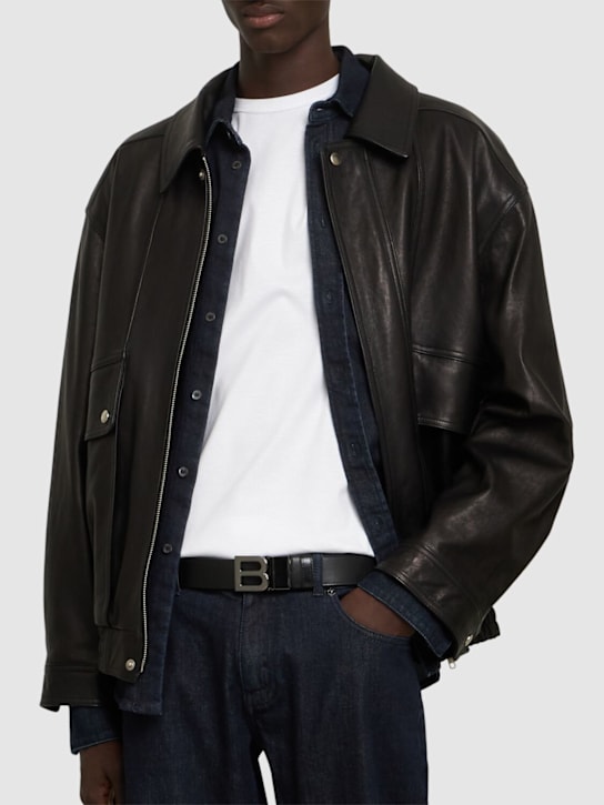 Bally: 35mm leather belt - Rutenio Black M - men_1 | Luisa Via Roma