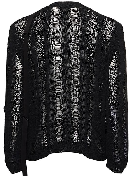 Ann Demeulemeester: Balder oversize stitched  sweater - Black - men_3 | Luisa Via Roma