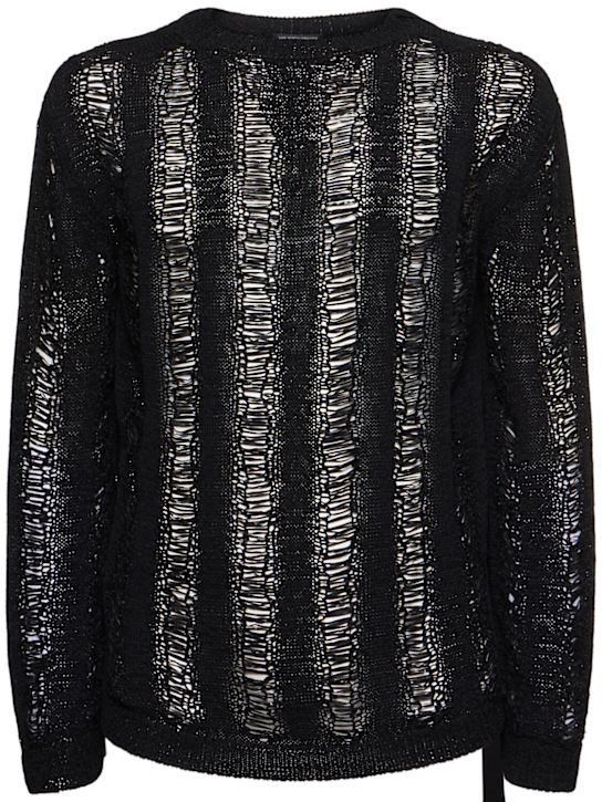 Ann Demeulemeester: Balder oversize stitched  sweater - Black - men_0 | Luisa Via Roma