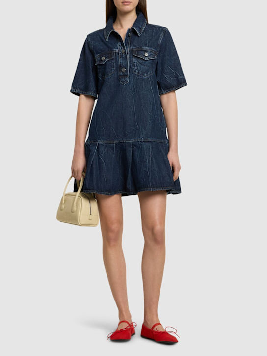 Crinkled denim mini dress - Thumbnail 2