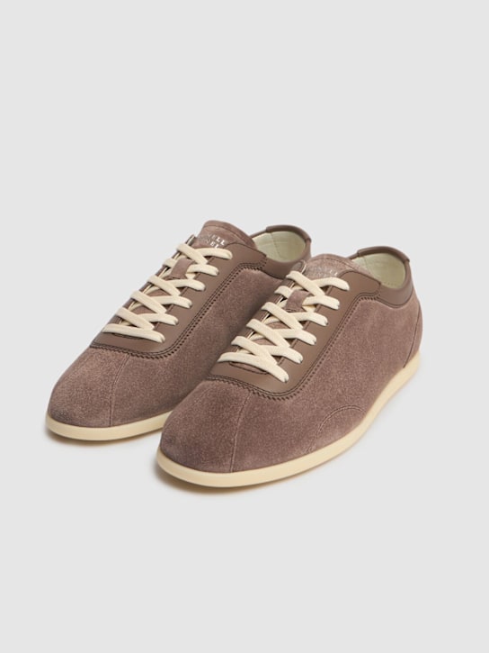 Brunello Cucinelli: Suede low top sneakers - Bisonte - men_2 | Luisa Via Roma