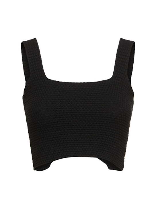 Chunky knit cotton blend cropped top - Thumbnail 1