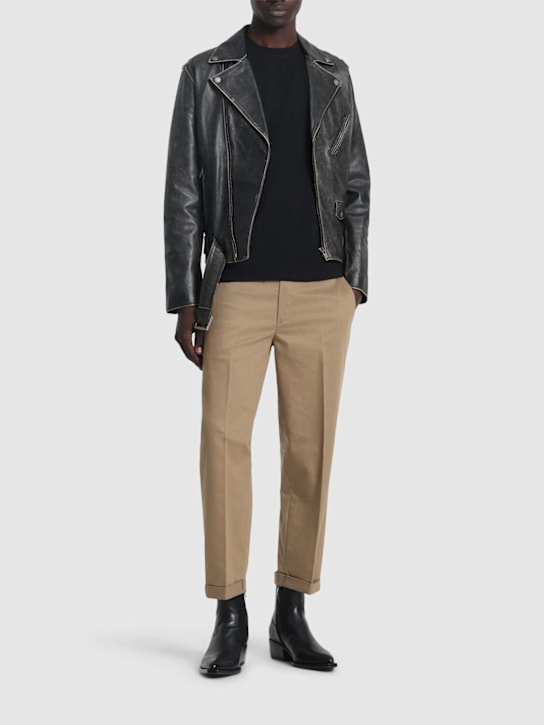 Golden Goose: Regular distressed cotton jersey t-shirt - Vintage Black - men_1 | Luisa Via Roma