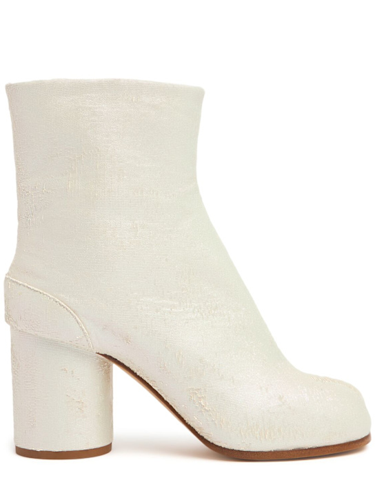 Maison Margiela: 80mm Tabi micro cut nappa boots - White Pearly - women_0 | Luisa Via Roma