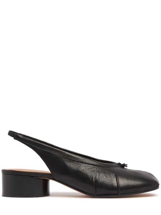 Maison Margiela: 30毫米Tabi皮革露跟鞋 - 黑色 - women_0 | Luisa Via Roma