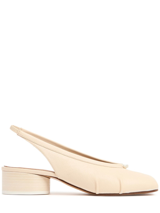 Maison Margiela: 30mm Tabi leather slingbacks - White - women_0 | Luisa Via Roma