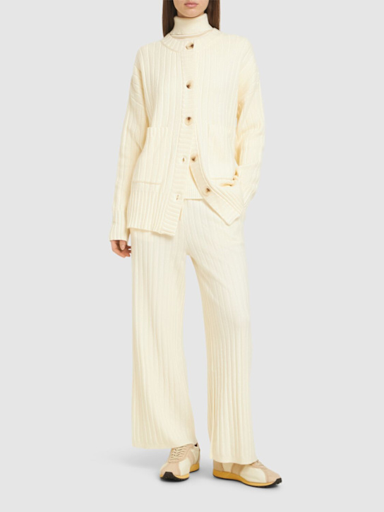 Varley: Simeon rib knit wide pants - Egret - women_1 | Luisa Via Roma